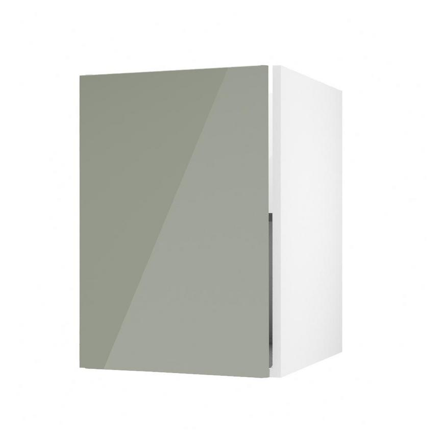 Hockley Mirror Gloss Reed Green 500mm x 720mm Full Height Door Shown Open at an Angle