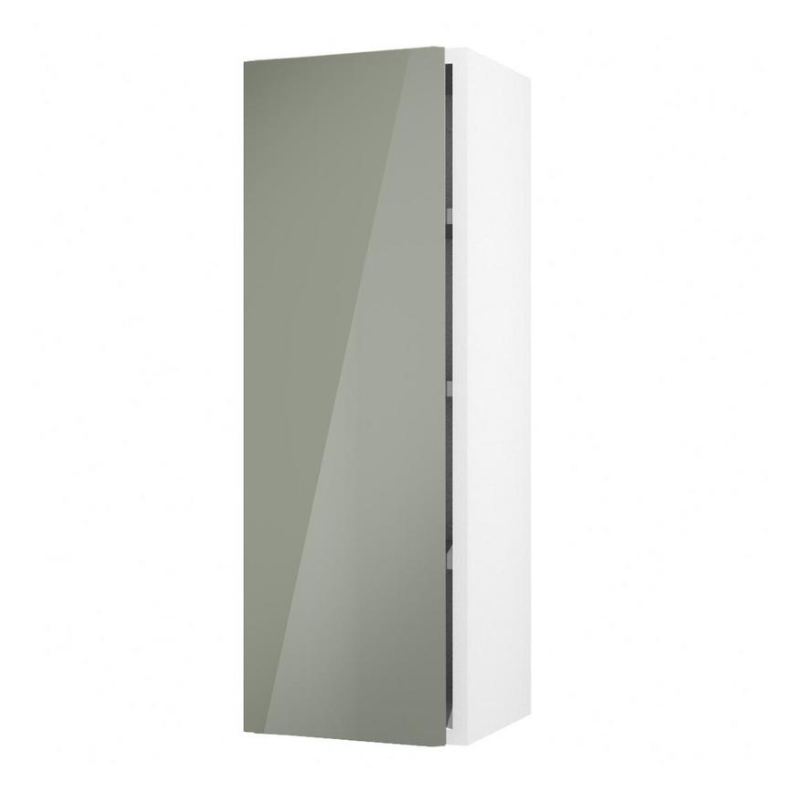 Hockley Mirror Gloss Reed Green 300mm x 900mm Tall Door Shown Open at an Angle