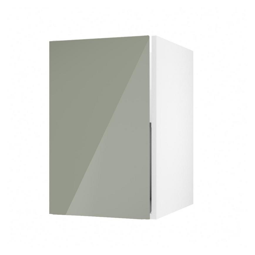 Hockley Mirror Gloss Reed Green 450mm x 720mm Full Height Door Shown Open at an Angle
