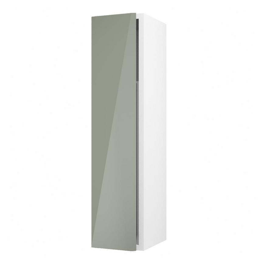 Hockley Mirror Gloss Reed Green 200mm x 900mm Tall Door Shown Open at an Angle
