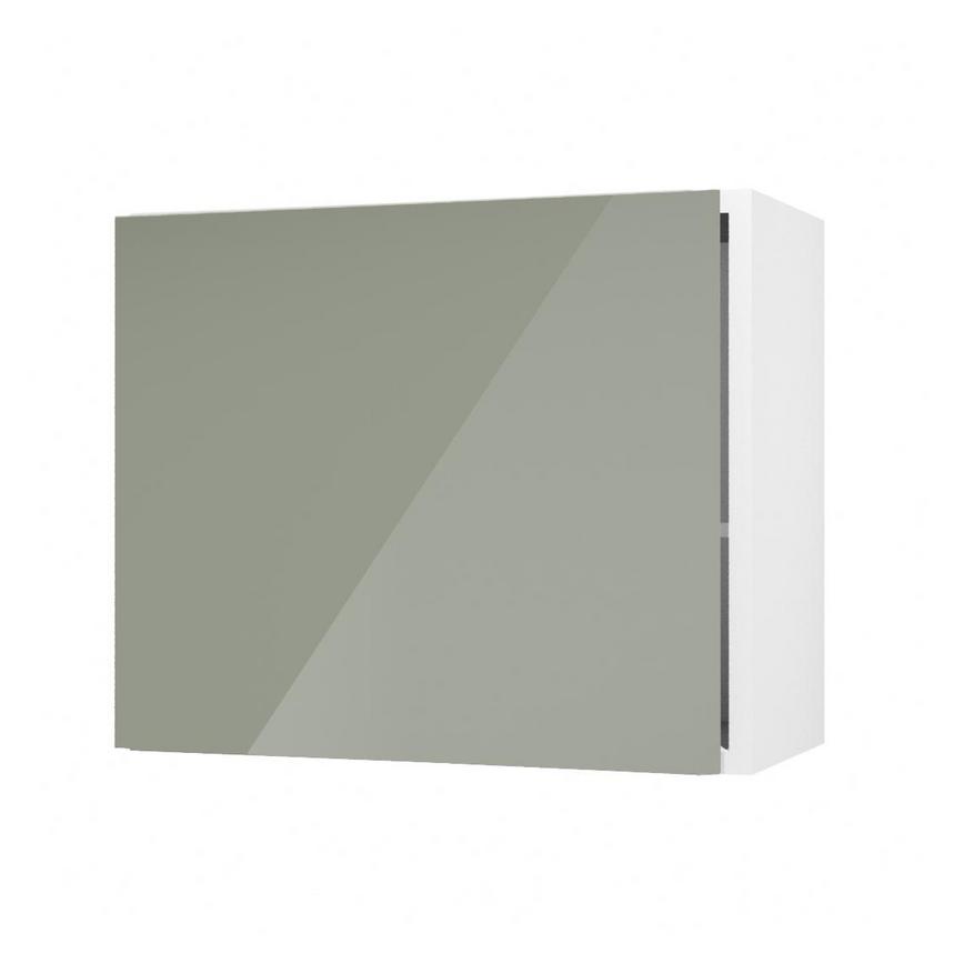 Hockley Mirror Gloss Reed Green 600mm x 506mm Tall Microwave Top Box Door Shown Open at an Angle