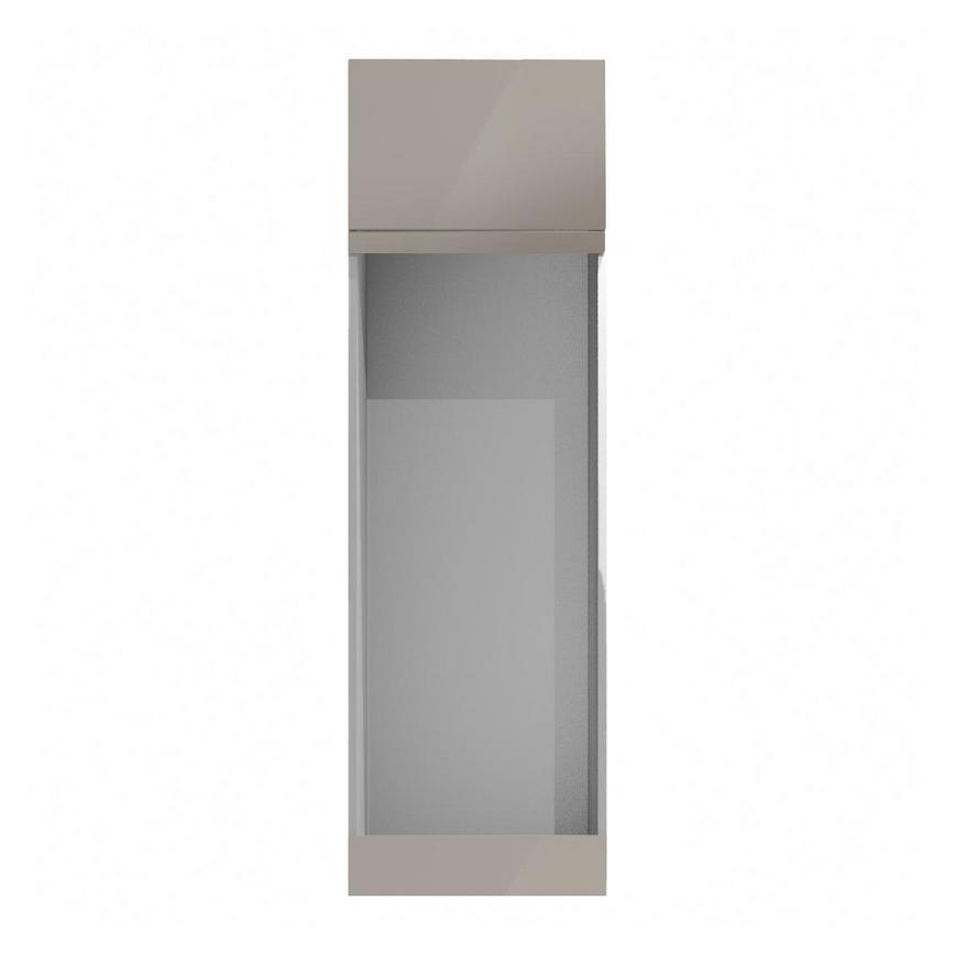 Hockley Mirror Gloss Sand Grey 141mm x 600mm Filler Panel Shown from the Front as Part of an Appliance Tower Unit