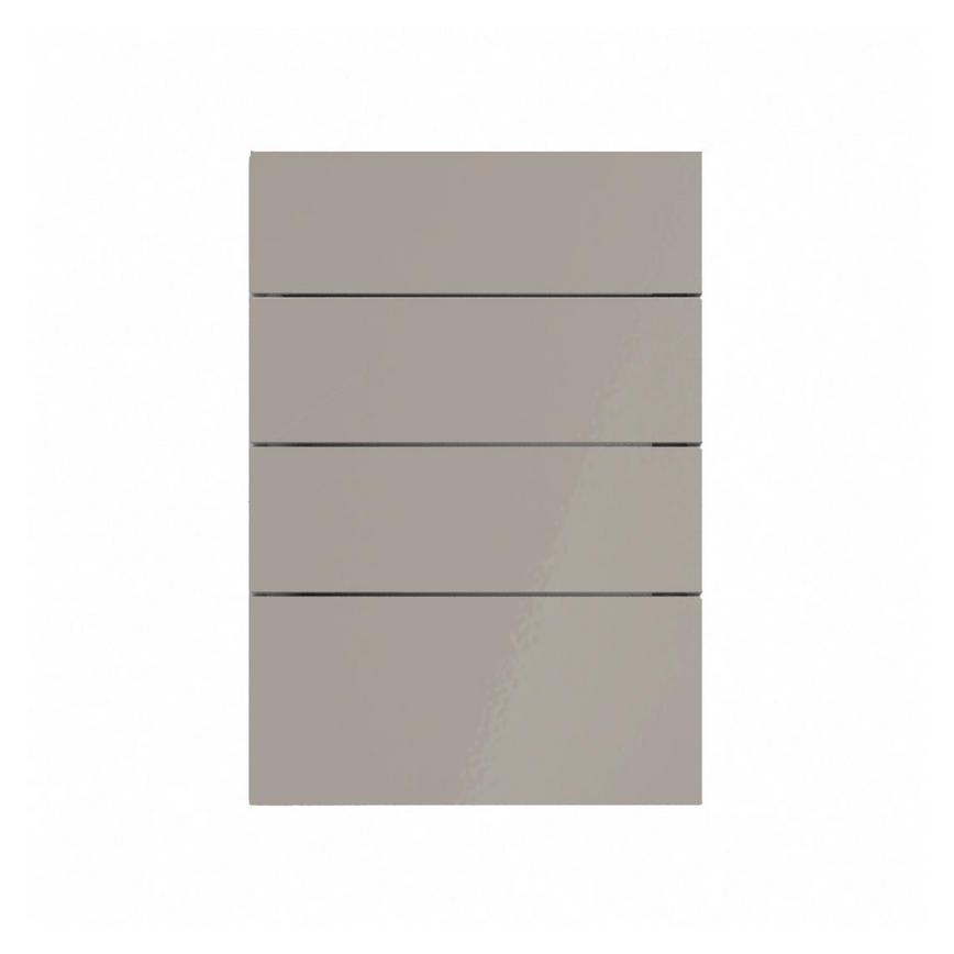 Hockley Mirror Gloss Sand Grey 500mm x 227mm Drawer Front Shown Closed as Part of a Full Drawer Unit