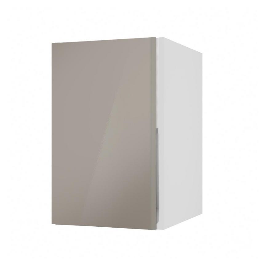 Hockley Mirror Gloss Sand Grey 450mm x 720mm Full Height Door Shown Open at an Angle