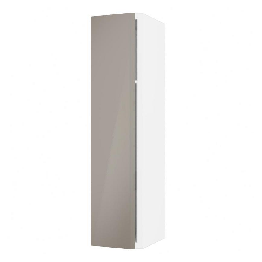 Hockley Mirror Gloss Sand Grey 200mm x 900mm Tall Door Shown Open at an Angle