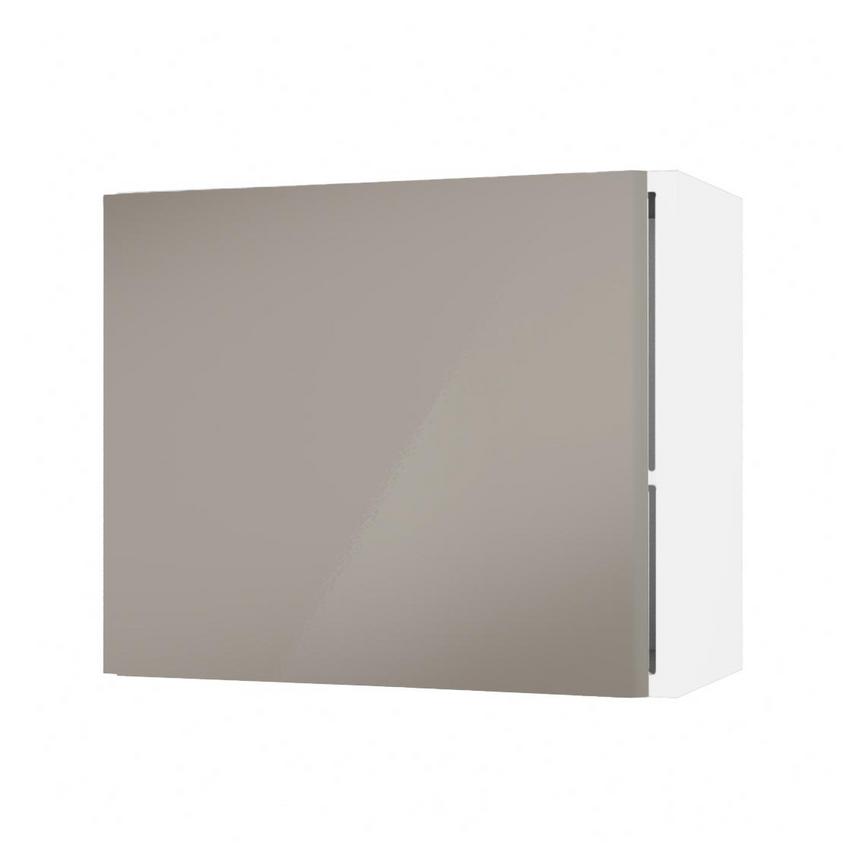 Hockley Mirror Gloss Sand Grey 600mm x 506mm Tall Microwave Top Box Door Shown Open at an Angle