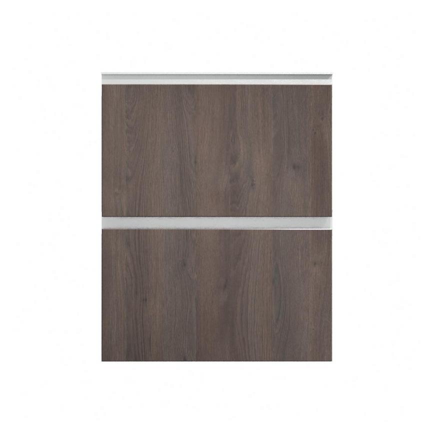 Hockley Textured Dark Oak 600mm x 342mm Pan Drawer Front Shown Closed from the Front as Part of a Full Drawer Unit