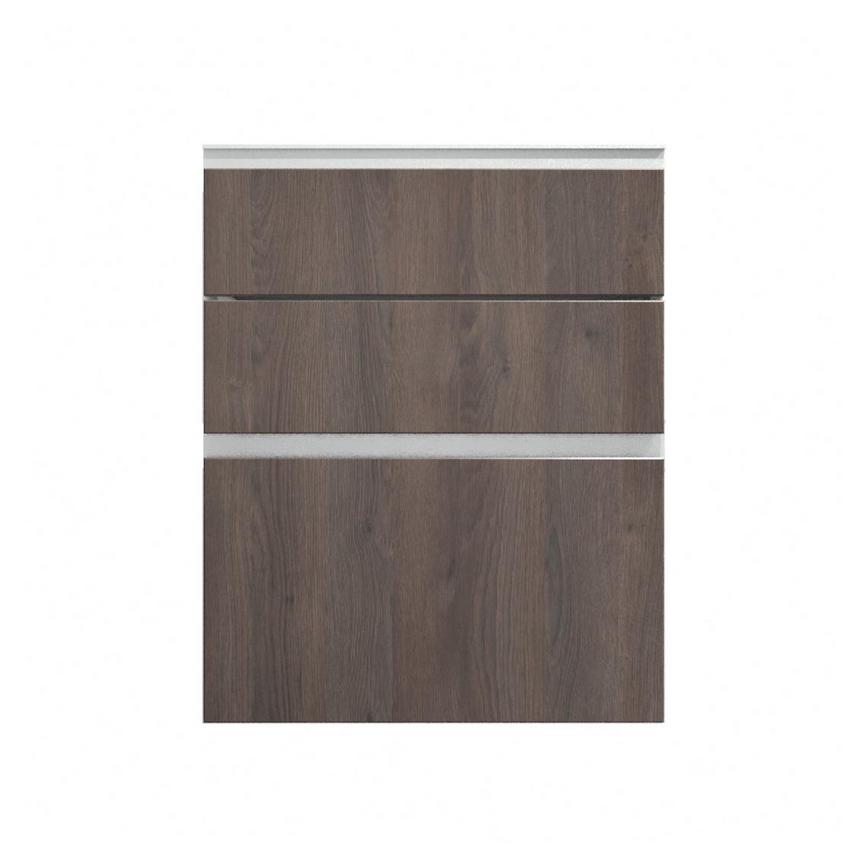 Hockley Textured Dark Oak 600mm x 170mm Drawer Front Shown Closed as Part of a Full Drawer Unit