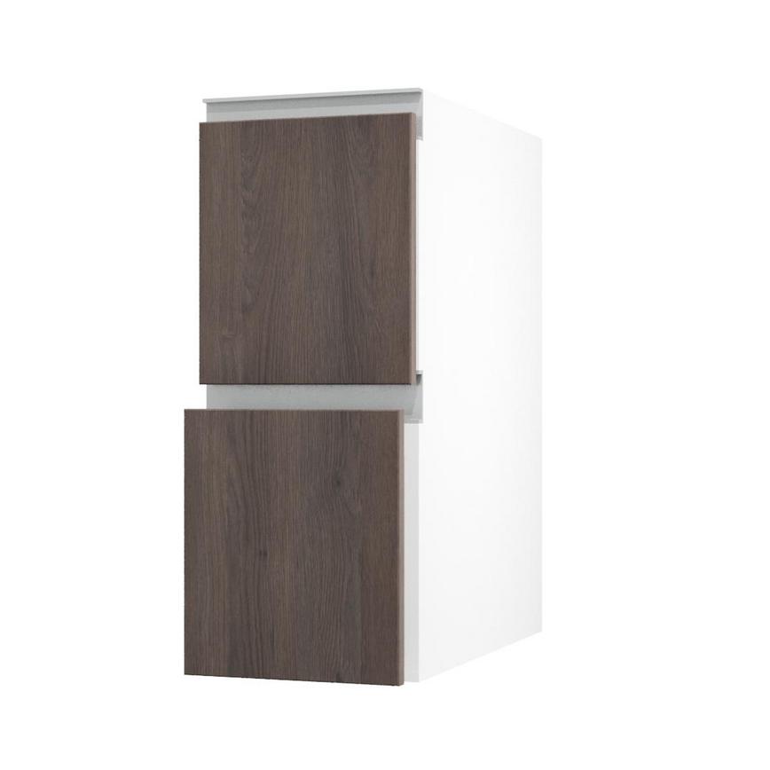 Hockley Textured Dark Oak 300mm x 342mm Pan Drawer Front Shown with the Drawer Open at an Angle as Part of a Full Drawer Unit