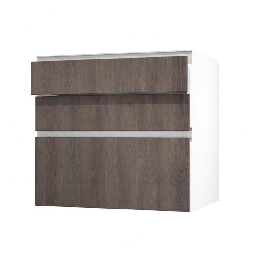 Hockley Textured Dark Oak 800mm x 170mm Drawer Front Shown Open at an Angle as Part of a Drawer Unit