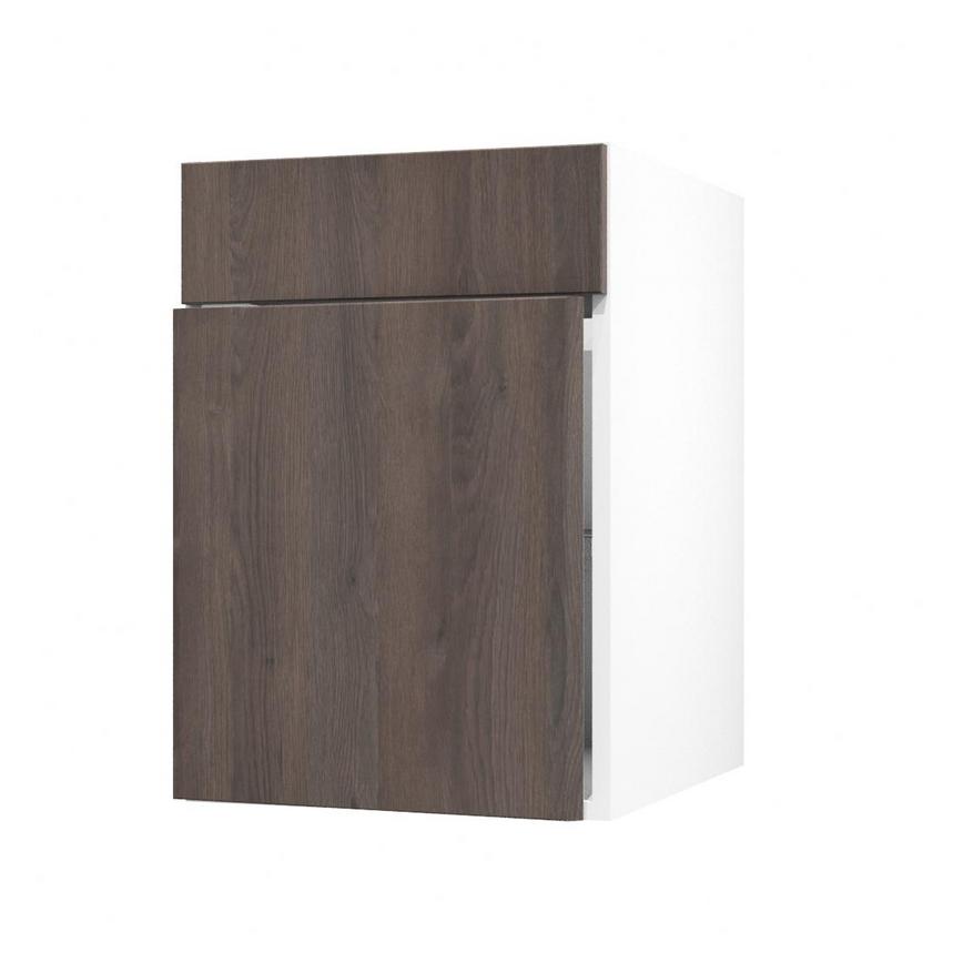 Hockley Textured Dark Oak 500mm x 557mm Door Front Shown Open at an Angle as Part of a Door and Drawer Unit