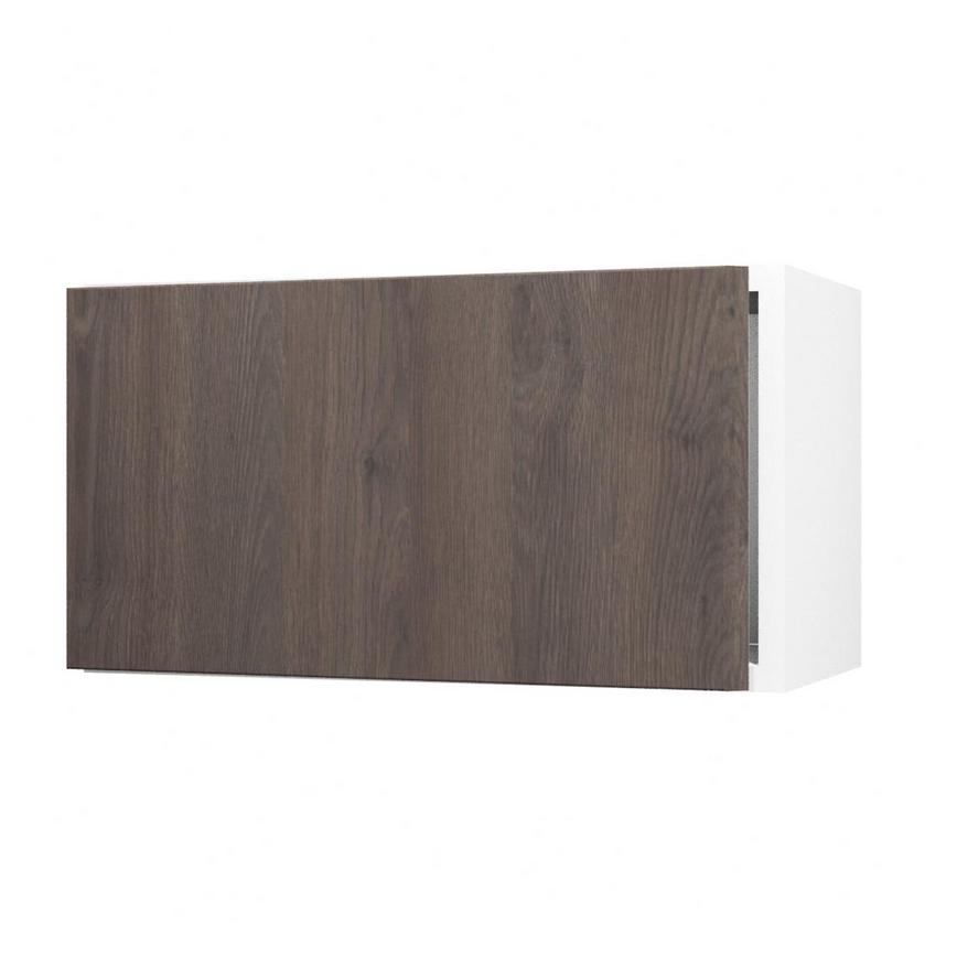 Hockley Textured Dark Oak 600mm x 326mm Integrated Microwave Top Box Door Shown Open at an Angle