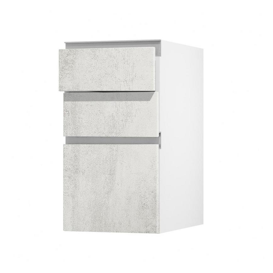 Hockley Textured White Stone 170mm x 400mm Kitchen Drawer Unit Angled Open