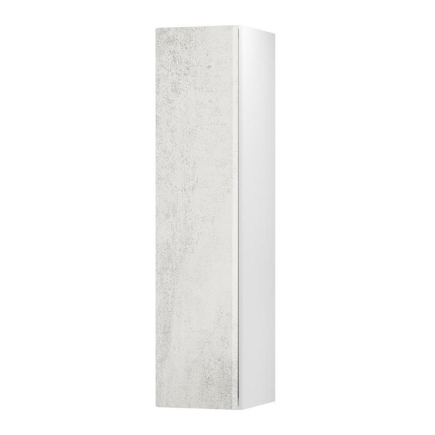 Hockley Textured White Stone 2118mm x 500mm Tall Larder Kitchen Door Unit Angled Open