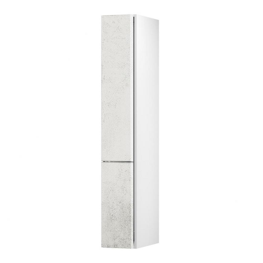 Hockley Textured White Stone 1220mm x 300mm Full Height Larder Kitchen Door Unit Angled Open