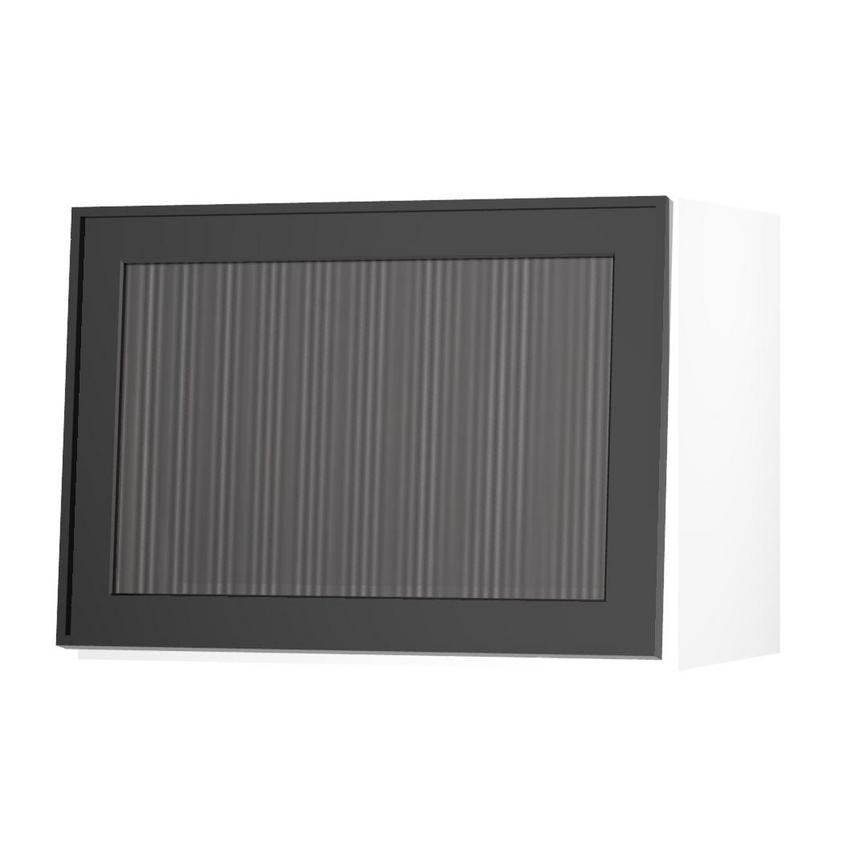 KFR0042 Black 500 Half Height Fluted Glass Door CAD AngledOpen