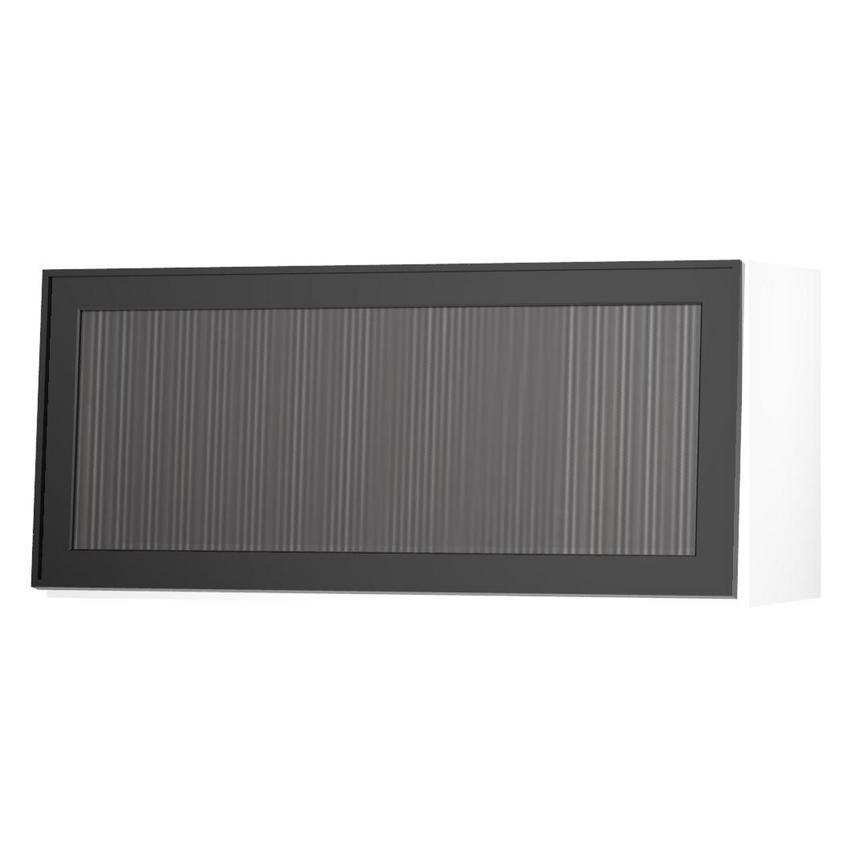 KFR0044 Black 800 Half Height Fluted Glass Door CAD AngledOpen