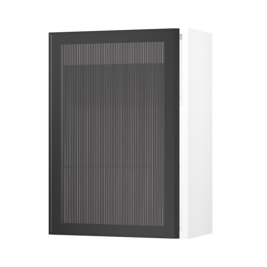 KFR0040 Black 500 Full Height Fluted Glass Door CAD AngledOpen