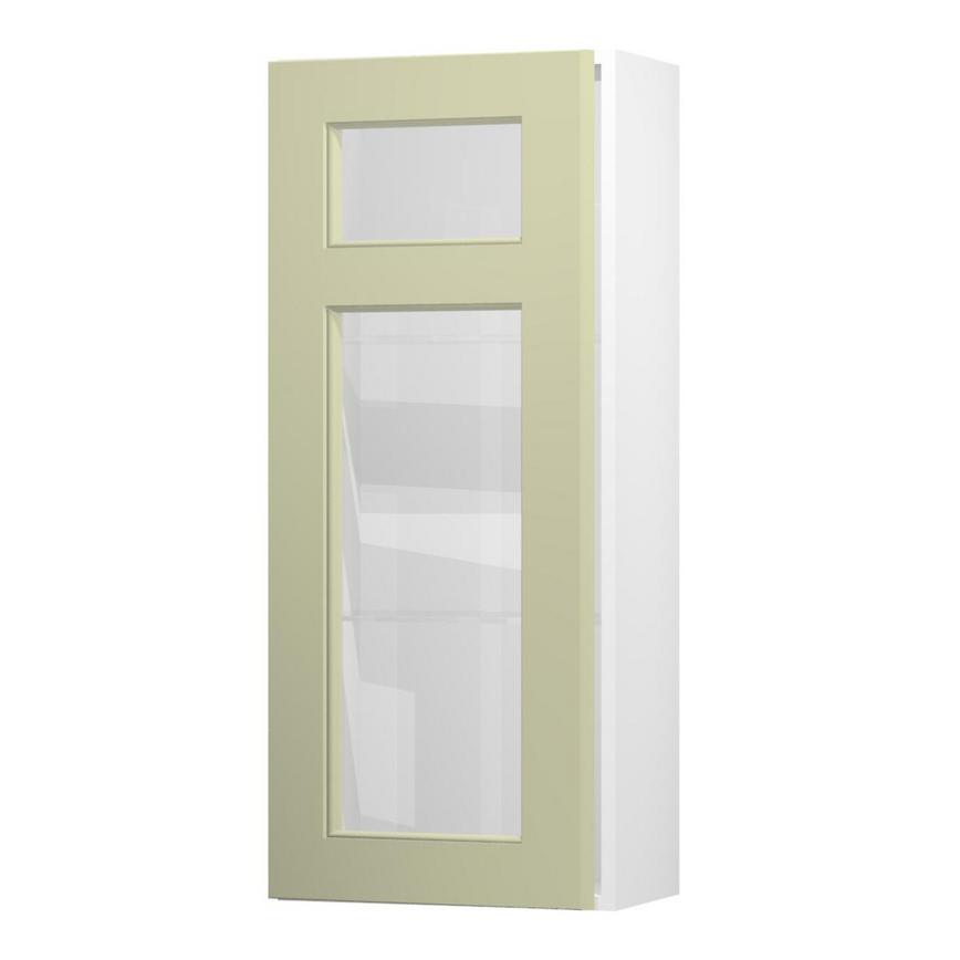 Elmbridge Sage Green 500 Panelled Glass Dresser Door Open