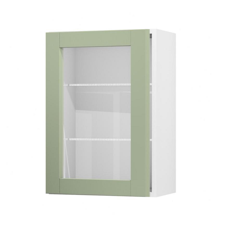 Witney Reed Green 500mm x 720mm Full Height Glass Door Shown Open at an Angle