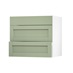 Witney Reed Green 800mm x 275mm Pan Drawer Front Shown with the Drawer Open at an Angle as Part of a Full Drawer Unit