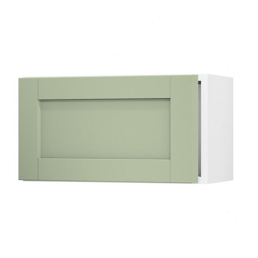 Witney Reed Green 600mm x 326mm Integrated Microwave Top Box Door Shown Open at an Angle