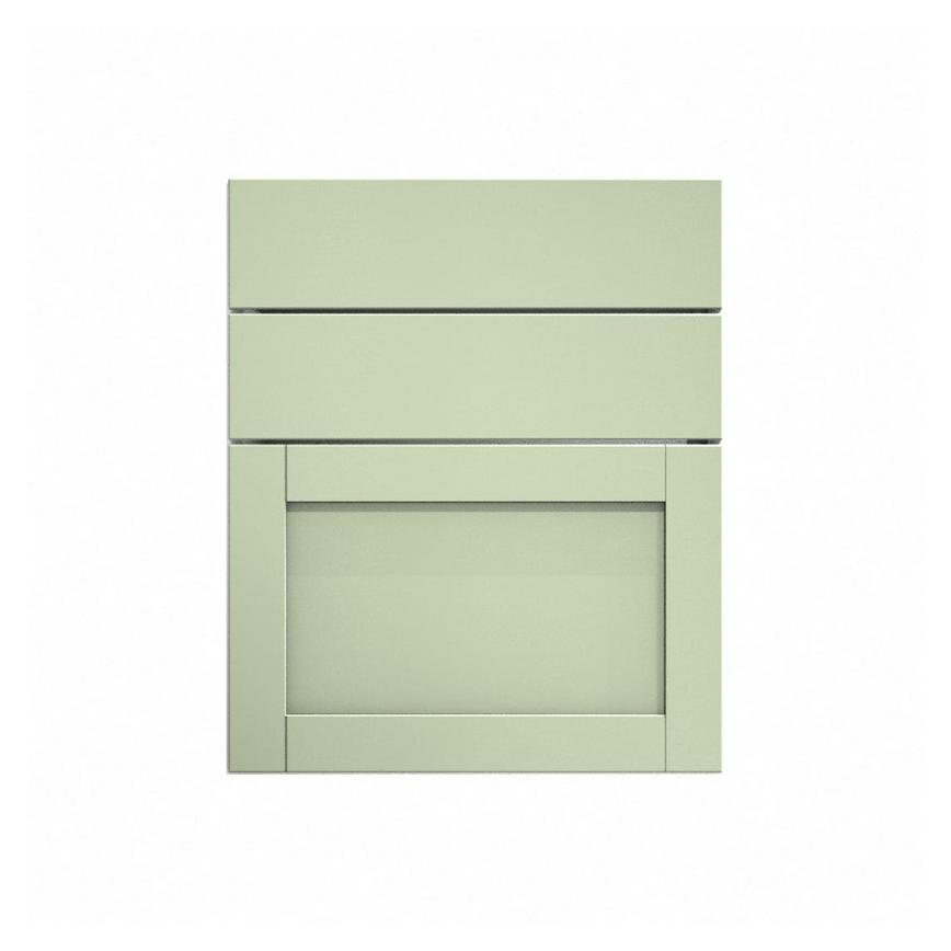 Witney Reed Green 600mm x 160mm Drawer Front Shown Closed from the Front as Part of a Full Drawer Unit