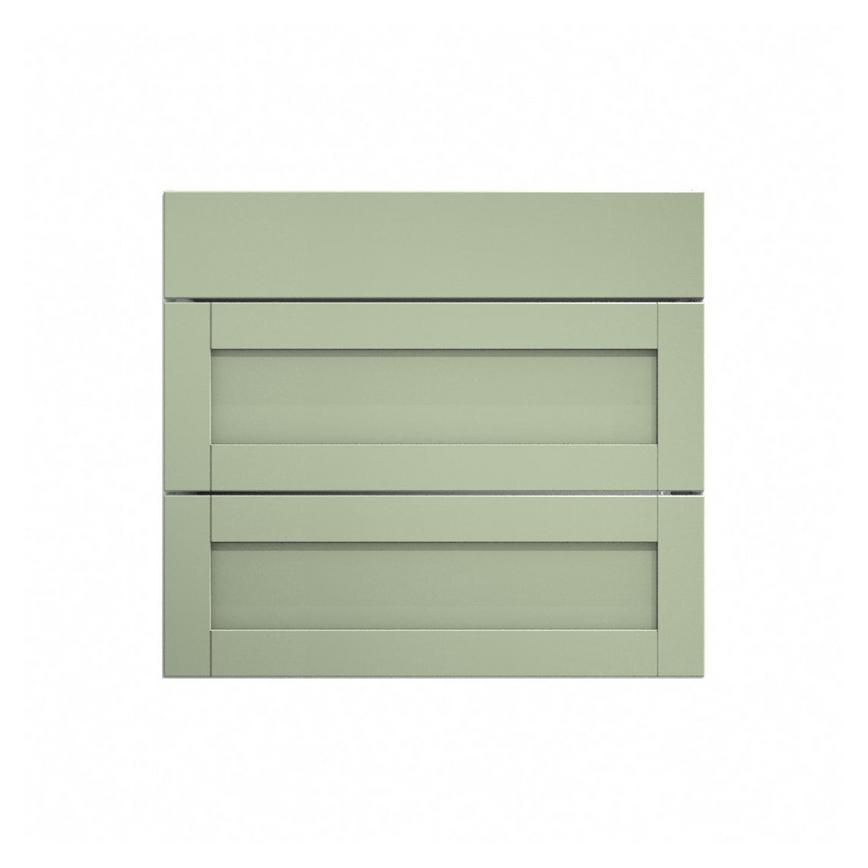 Witney Reed Green 800mm x 160mm Drawer Front Shown Closed as Part of a Full Drawer Unit