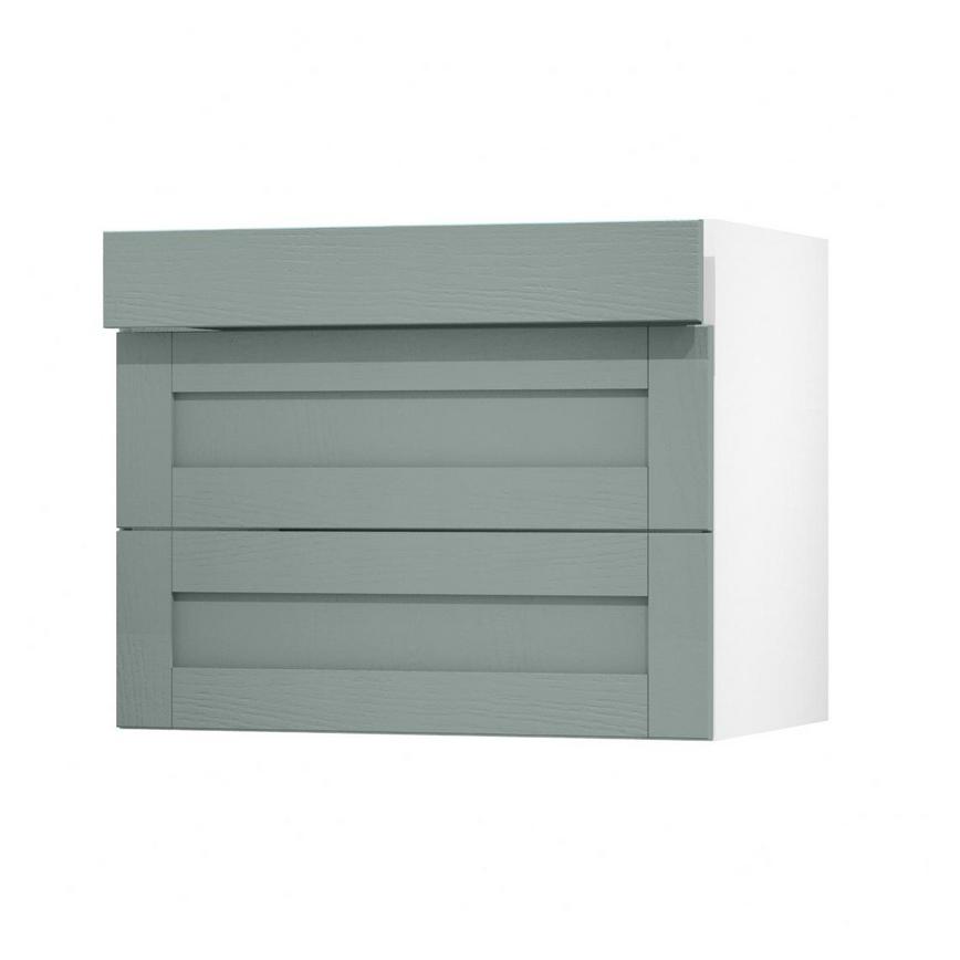 Halesworth Seafoam 900mm x 160mm Drawer Front Shown with the Top Drawer Open at an Angle as Part of a Full Drawer Unit