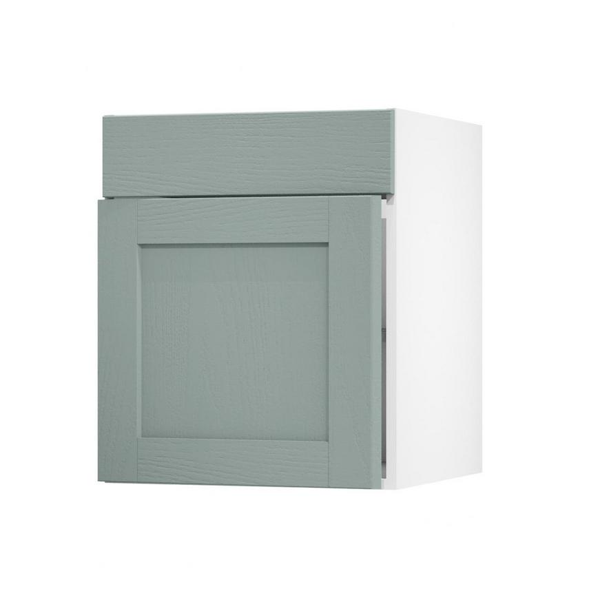 Halesworth Seafoam 600mm x 557mm Door Front Shown Open at an Angle as Part of a Door and Drawer Unit