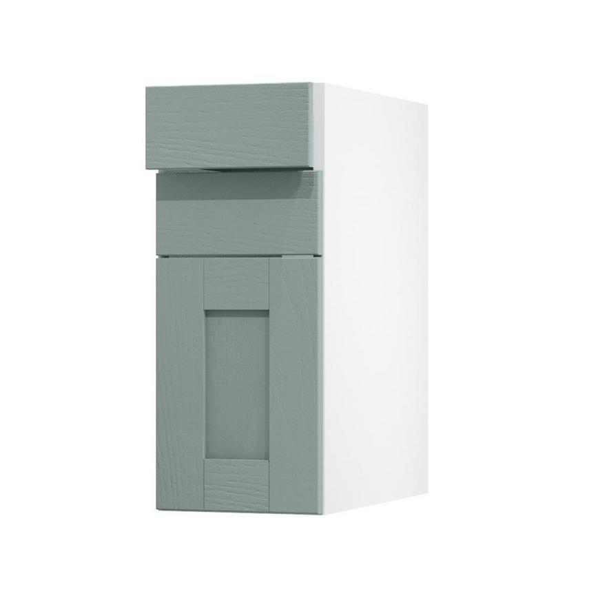 Halesworth Seafoam 300mm x 160mm Drawer Front Shown with the Top Drawer Open at an Angle as Part of a Full Drawer Unit