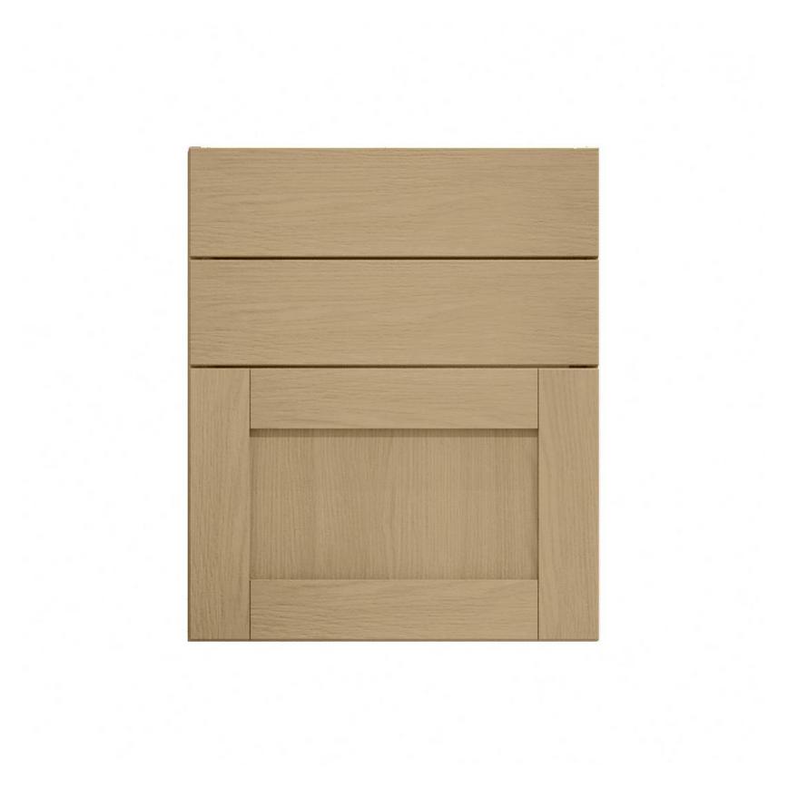 Halesworth Oak 600mm x 394mm Pan Drawer Shown Closed from the Front as Part of a Drawer Unit