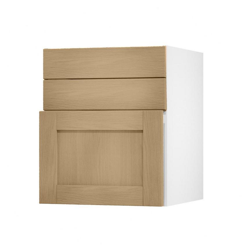 Halesworth Oak 600mm x 394mm Pan Drawer Shown with the Drawer Open at an Angle as Part of a Drawer Unit