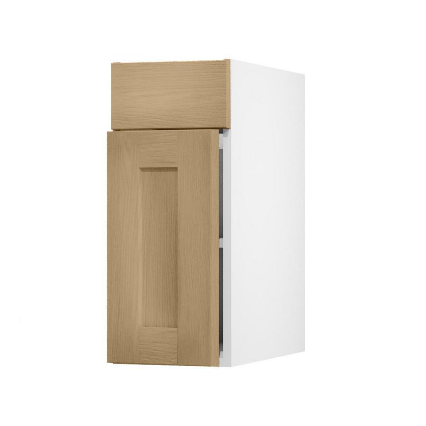 Halesworth Oak 300mm x 557mm Door Front Shown Open at an Angle as Part of a Door and Drawer Unit