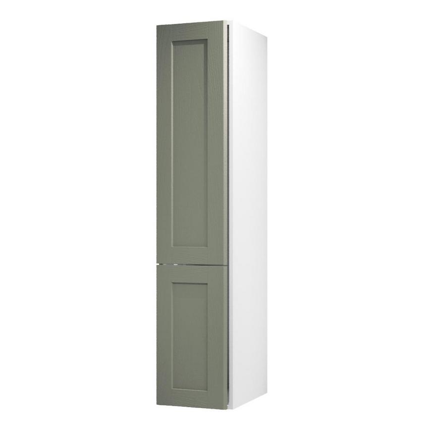 Halesworth Reed Green 400mm x 1220mm Full Height Larder Door Shown Open at an Angle as Part of a Full Larder Unit