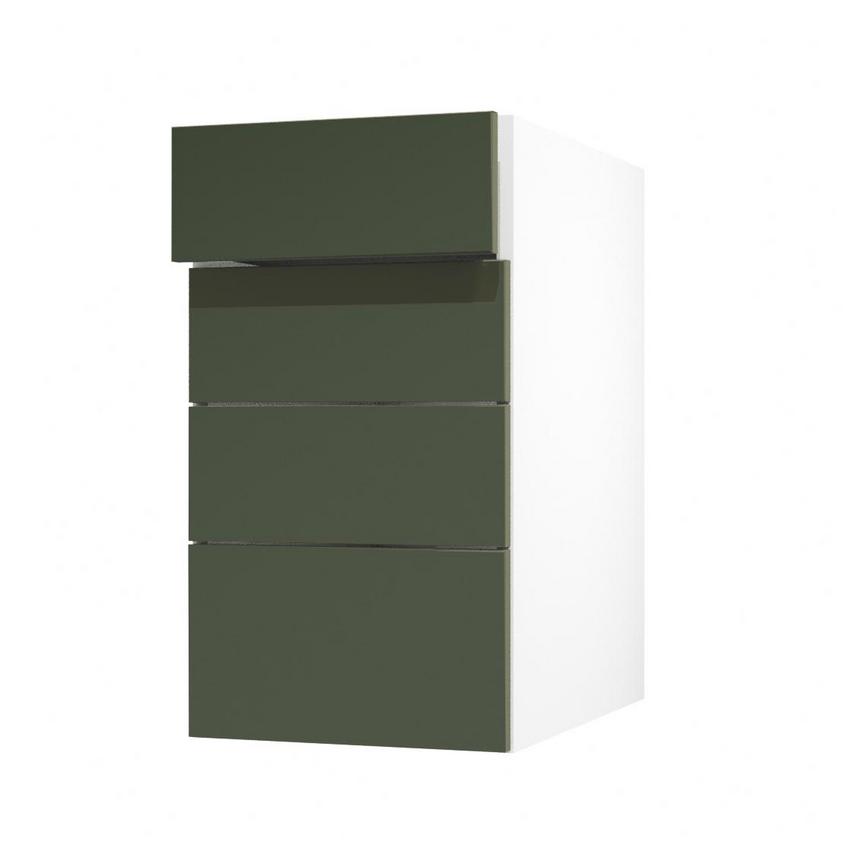 Frome Ash Green 400 Drawer Front CAD Cut Out Angled Open Unit