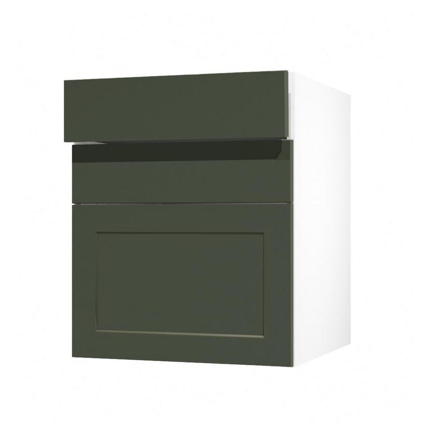 Frome Ash Green 600 Drawer Front CAD Cut Out Angled Open Unit