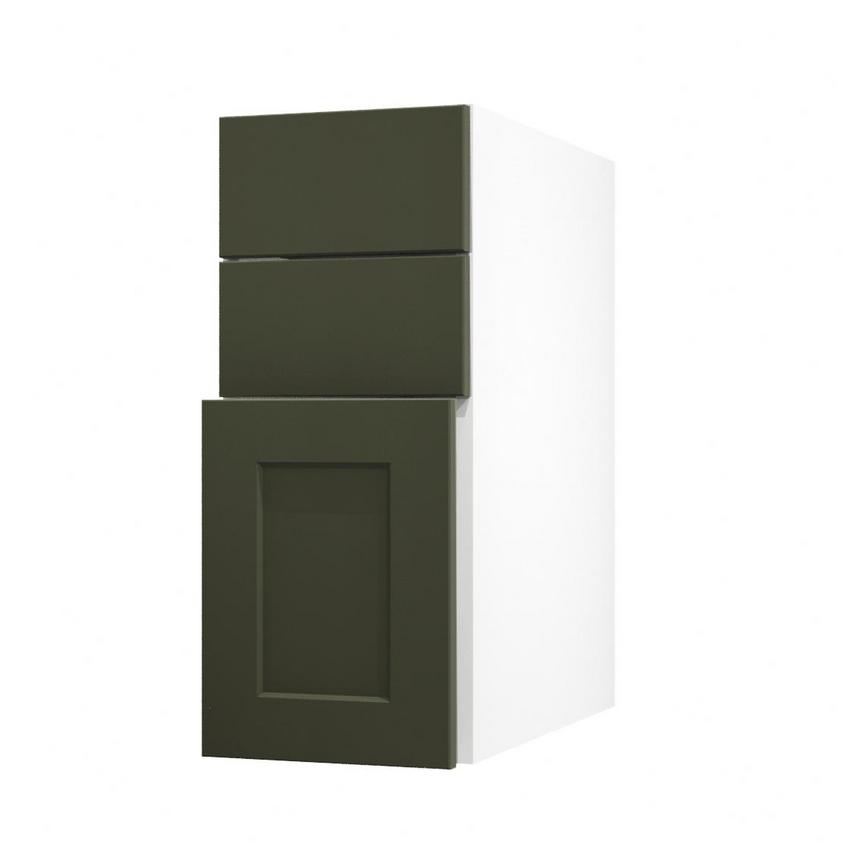 Frome Ash Green 300 Pan Drawer Front CAD Cut Out Angled Open Unit