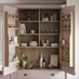 Natural Oak 1402mm x 1000mm x 575mm Ready Assembled Larder Top Tower Cabinet in Halesworth Antique Rose Kitchen Close Up