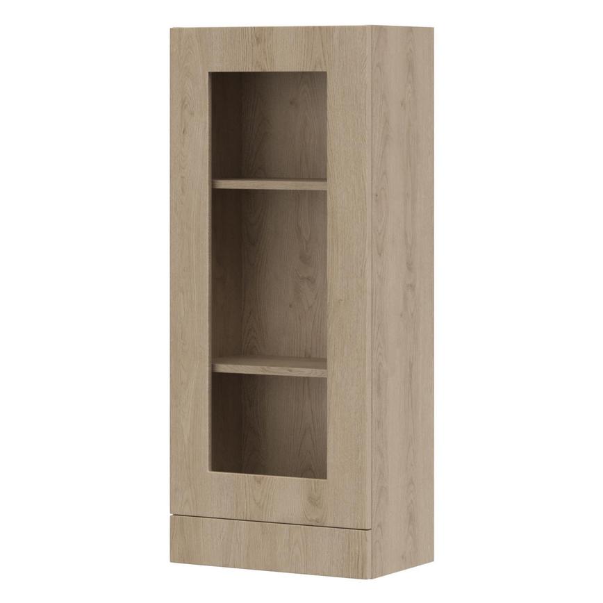 Natural Oak 500mm Tall Glass Wall Cabinet with Door