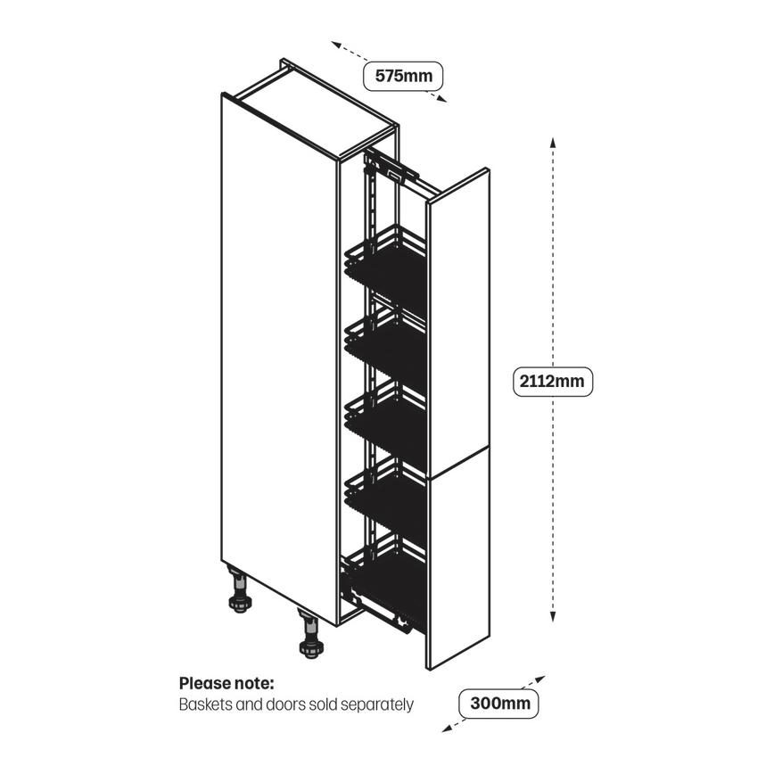 Upgrade 300mm Pull Out Larder Cabinet Line Drawing
