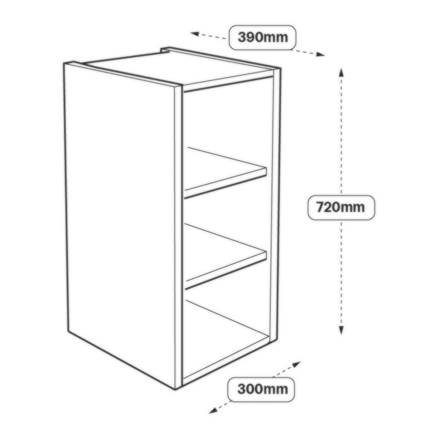 300 x 390mm Full Height Wall Cabinet Line Drawing