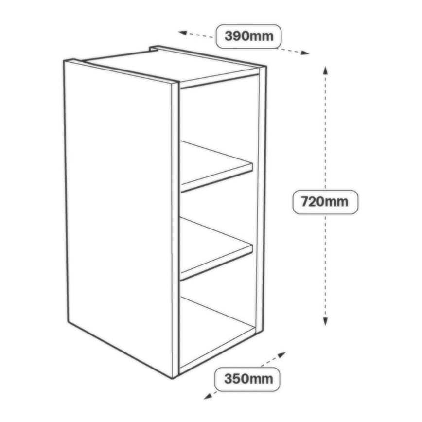 350 x 390mm Full Height Wall Cabinet Line Drawing