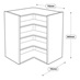 731 x 390mm L Shape Corner Tall Wall Cabinet Line Drawing