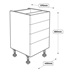 400mm Standard Cushion Close 4 Drawer Base Cabinet Line Drawing