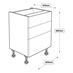 600mm Standard Cushion Close 3 Drawer Base Cabinet Line Drawing