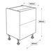 600mm Standard Cushion Close 2 Drawer Base Cabinet Line Drawing