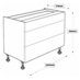 Cushion Close 1000mm 3 Drawer Base Cabinet Line Drawing