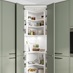 White 2061mm x 80mm Corner Walk In Larder Rail Pack of 6 And Walk In Corner Larder Top Panel Door Open Stocked