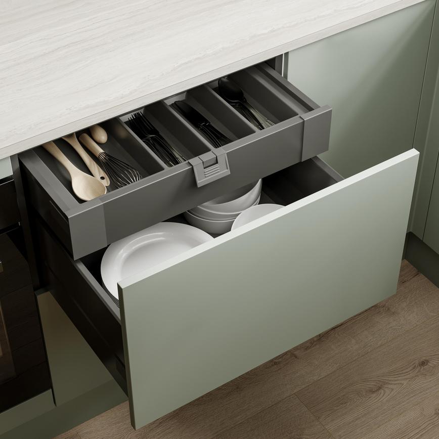Push to open drawer storage